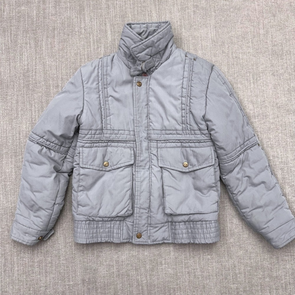 Vintage Arctic Sun Kids 12 Insulated Ski Jacket Gray 80s Korea Winter Coat